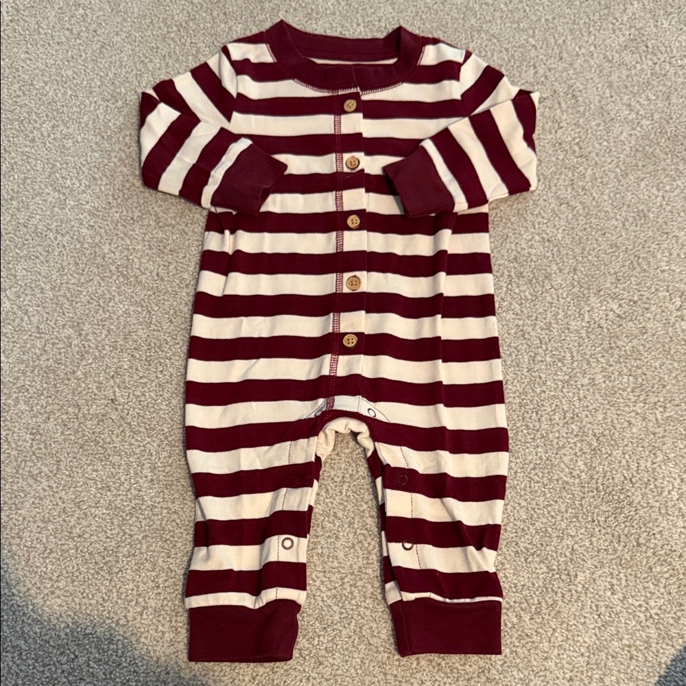 Cat & Jack Burgundy and White Striped Kids Footie